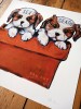''Existential Puppies'' hand finished print by Sin Superman Pattenden
