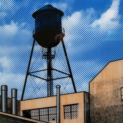 ''Brooklyn Water Tower'' screenprint on wood by Gerry Buxton