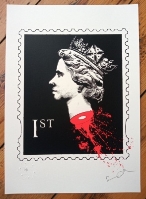 ''Beheaded Queen Stamp'' limited edition screenprint by Spelling Mistakes Cost Lives