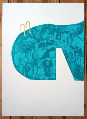 ''Pool 2'' screenprint with gold leaf by Gavin Dobson