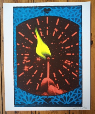 ''Small Flame (Fluoro Blue)'' limited edition screenprint by Donk