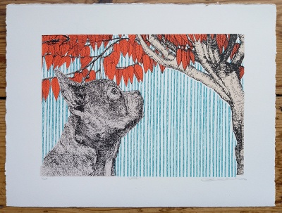 ''Woof'' limited edition screenprint by Clare Halifax