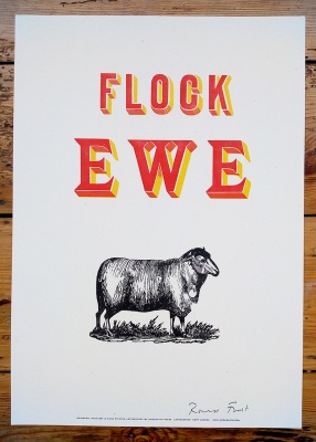 ''Flock Ewe'' letterpress print by Hooksmith