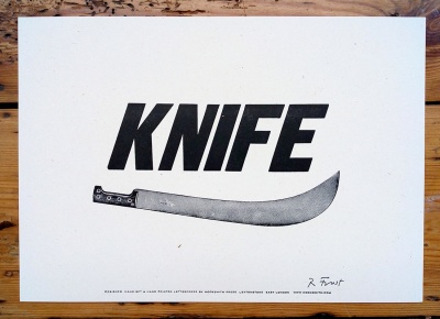 ''Knife'' letterpress print by Hooksmith
