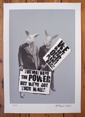 ''We've got your walls'' limited edition screenprint by Benjamin Irritant