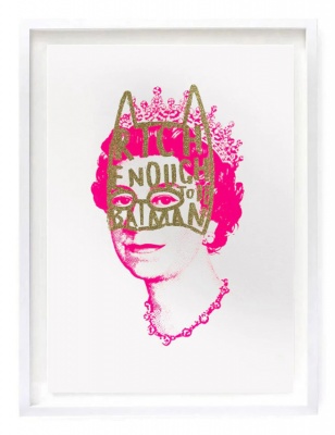 ''Rich enough to be Batman'' pink and gold glitter limited edition screenprint by Heath Kane[1]