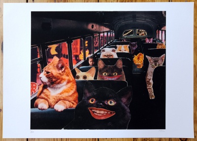 ''Cat Bus'' limited edition archival pigment gicle print by Matt Littler