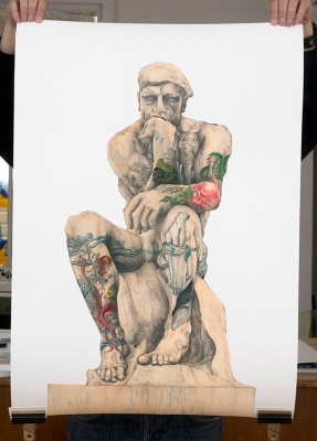 ''Tattooed Thinker'' limited edition giclee print by Jose Madrid