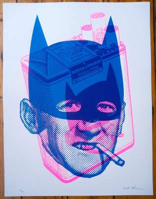 ''Batsmoker (pink and blue)'' limited edition screenprint by Mister Edwards