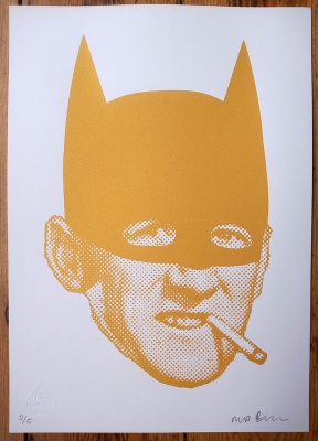 ''Batsmoker - gold'' A3 limited edition screenprint by Mr Edwards