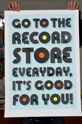''Records are good for you'' limited edition screenprint by Serigrafica7585